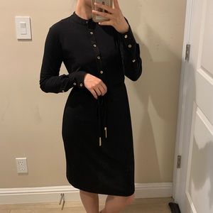 Classy black Midi long sleeve dress